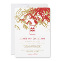 Red Gold Bamboo Blätter Double Xi Chinesische Hoch