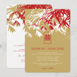 Red & Gold Bamboo Blätter Moderne Zen Asiatische H Einladung