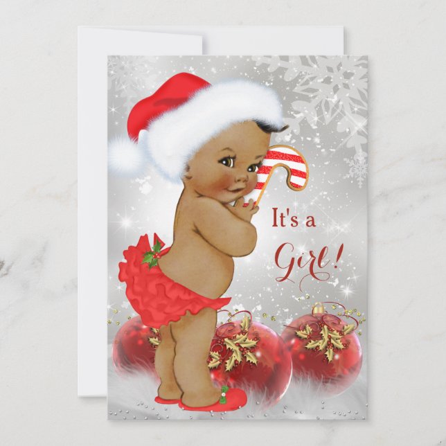 Red Gold Bauble Christmas Baby Shower Ethnic Einladung (Vorderseite)