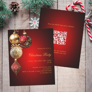 Red gold bauble QR Code Weihnachtszeit Party Einla