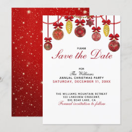 RED GOLD BAUBLES Weihnachts-Party Save the Date Einladung