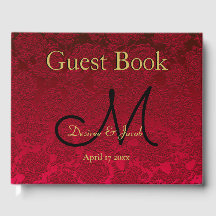 Red Gold Black Christmas Winter Wedding Monogram