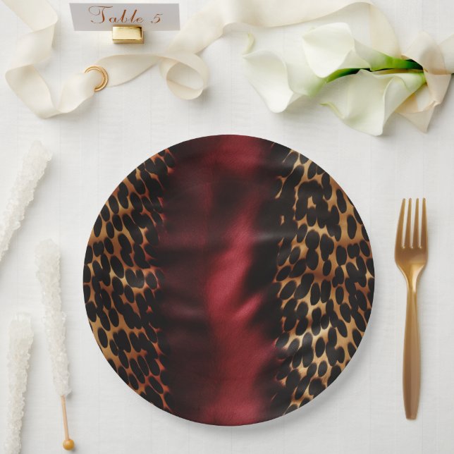 Red Gold Black Cowhide Pappteller (Hochzeit)