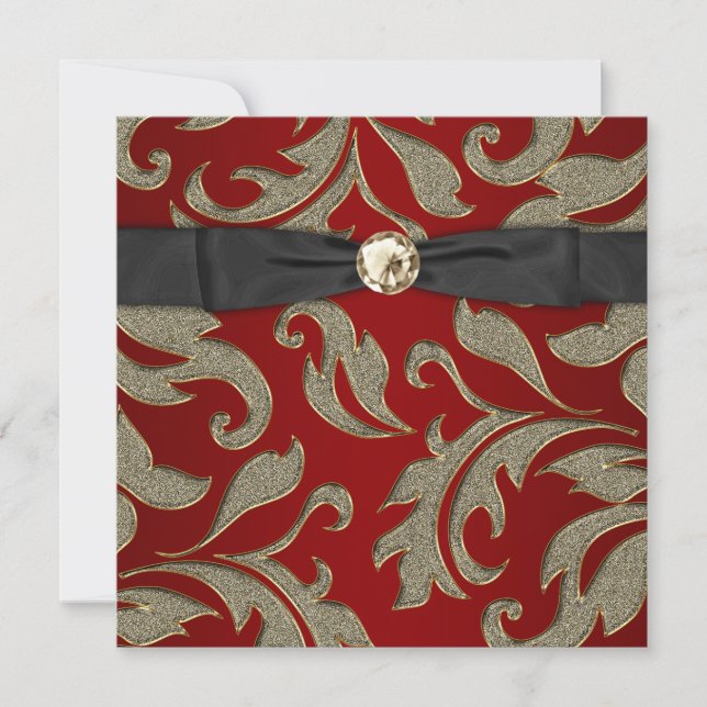 Red Gold Black Cravate Black Party Invitation (Devant)