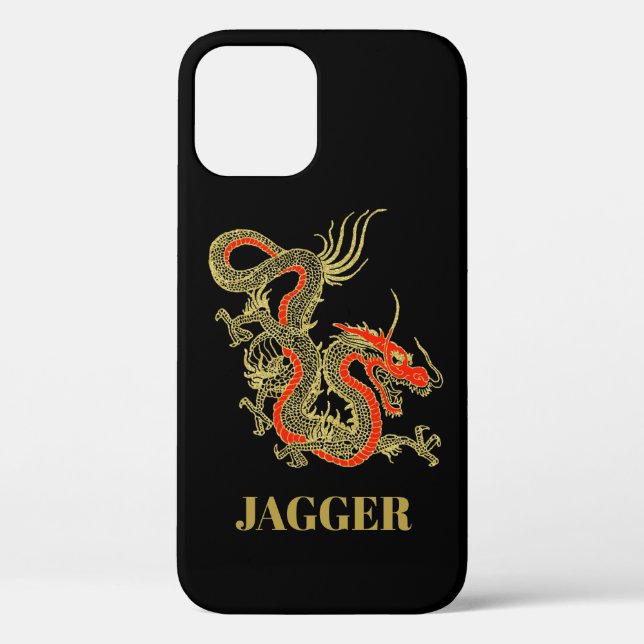 Red Gold Black Fantasy Chinese Dragon Case-Mate iPhone Hülle (Rückseite)