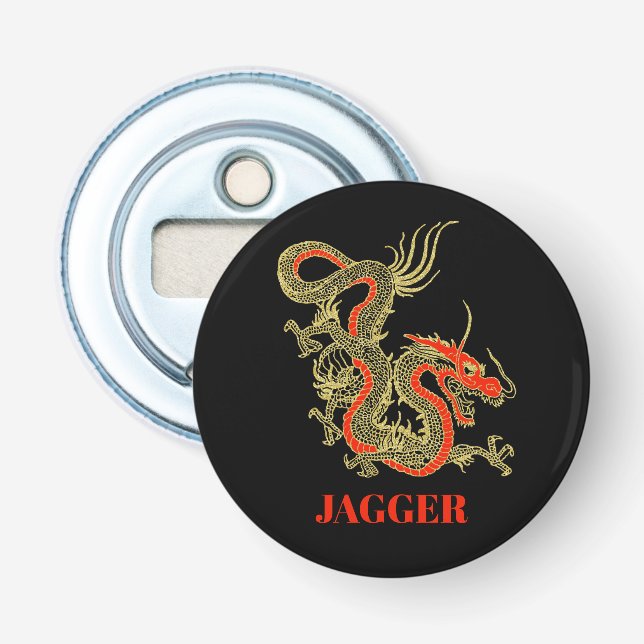 Red Gold Black Fantasy Chinese Dragon Flaschenöffner (Vorderseite)