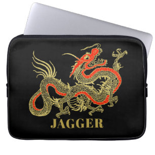 Red Gold Black Fantasy Chinese Dragon Laptopschutzhülle
