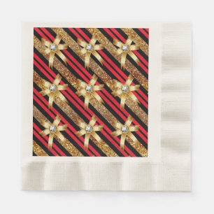 Red Gold & Black Imitate Glitzer Gold Diamond Boge Serviette