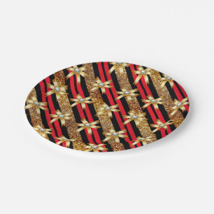 Red Gold & Black Imitats Glitzer Paper Teller