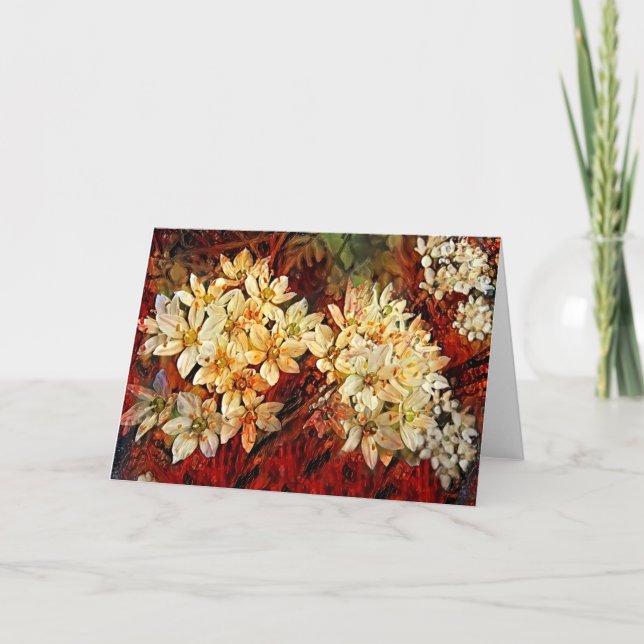 Red Gold Blume Art Note Card Karte (Vorderseite)