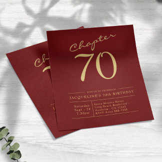 Red Gold Budget 70. Geburtstag Einladung Flyer