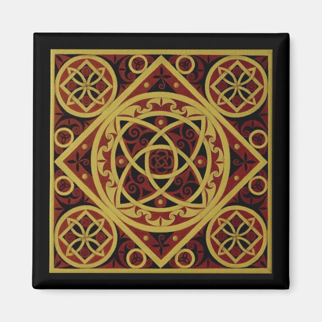 Red & Gold Celtic Design Magnet (Vorne)