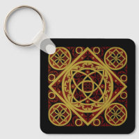 Red & Gold Celtic Design Schlüsselanhänger