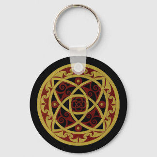 Red & Gold Celtic Design Schlüsselanhänger (Kreis)