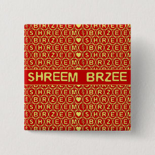 Red Gold Chant Shreem Brzee zieht Wohlstand an Button