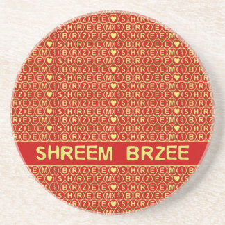 Red Gold Chant Shreem Brzee zieht Wohlstand an Untersetzer