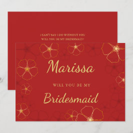 Red Gold Cheroms Blossoms Bridesmaid Vorschlag Car Einladung