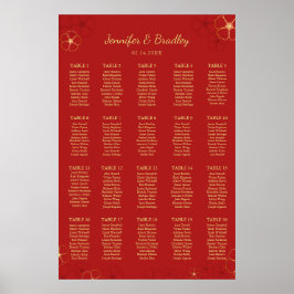 Red Gold Cherry Bloss Seekarte | Benutzerdefiniert Poster
