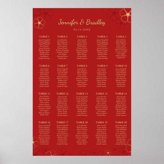 Red Gold Cherry Bloss Seekarte | Benutzerdefiniert Poster (Vorne)