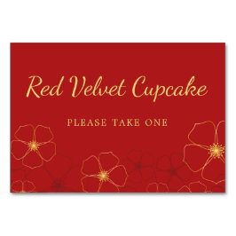 Red Gold Cherry Blüten Buffet Food Label Tischnummer