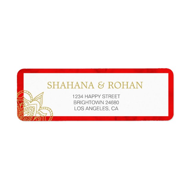 Red Gold Chic Hochzeitadresse im indischen Stil (Vorne)