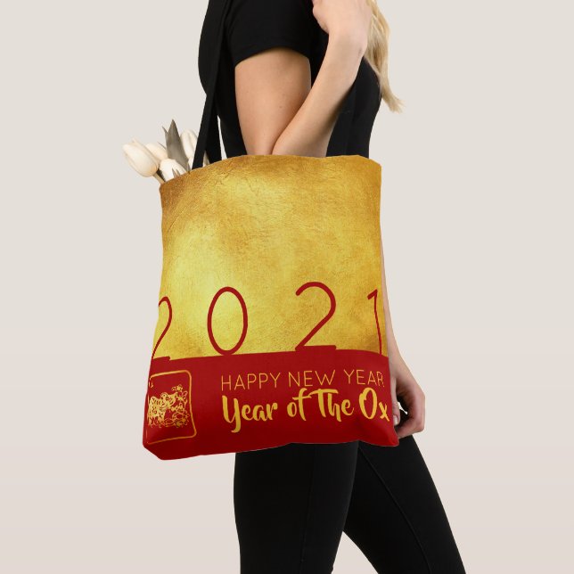 Red Gold Chinese Ox Papier-Schnitt 2021 AoTB Tasche (Von Nahem)