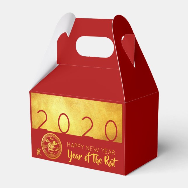 Red Gold Chinese Rat Papier-Schnitt 2020 GFB Geschenkschachtel (Vorderseite)