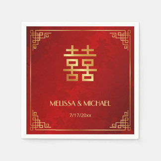 Red Gold Chinese Wedding Custom Serviette