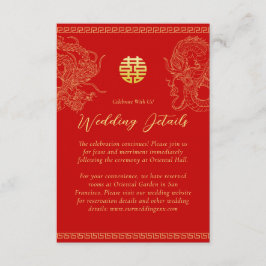 Red gold Chinese wedding details dragon phoenix Begleitkarte