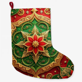 Red Gold Christmas Holiday Stocking Großer Weihnachtsstrumpf