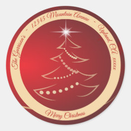 Red & Gold Christmas Return Address Label Siegel Runder Aufkleber