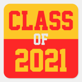 Red & Gold Class 2024 Abschluss Quadratischer Aufkleber