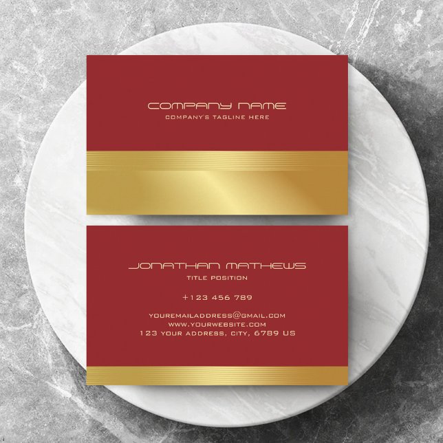 Red Gold Classy Thema Elegante Luxus Text Custom Visitenkarte (Von Creator hochgeladen)