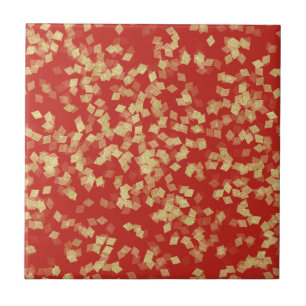 Red Gold Confetti Abstrakt Fliese