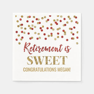 Red Gold Confetti Retirement ist Sweet Serviette