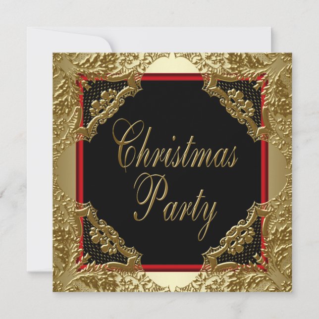 Red Gold Corporate Weihnachten-Party Einladungen (Vorderseite)