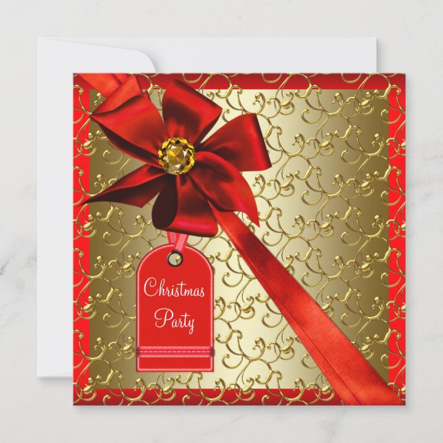Red Gold Corporate Weihnachten-Party Einladungen (Vorderseite)