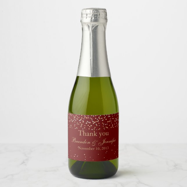 Red & Gold Custom Wedding Sparkling Wine Label (Vorderseite)