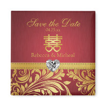 Red & Gold Damask, Chinesisches Doppelglücksgefühl