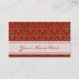 Red & Gold Damask Muster Visitenkarte