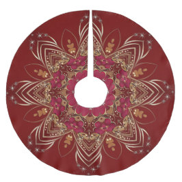 Red Gold Decorative Tree Skirt Polyester Weihnachtsbaumdecke
