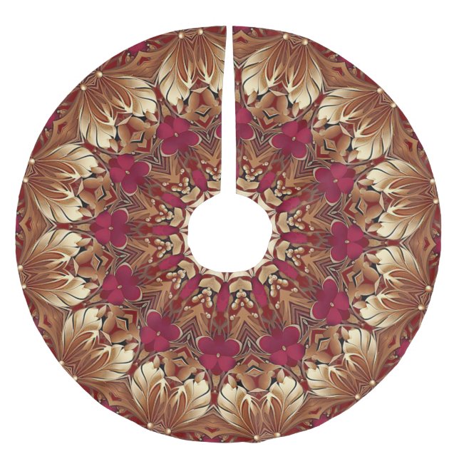 Red Gold Decorative Tree Skirt Polyester Weihnachtsbaumdecke (Vorderseite)