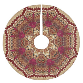 Red Gold Decorative Tree Skirt Polyester Weihnachtsbaumdecke