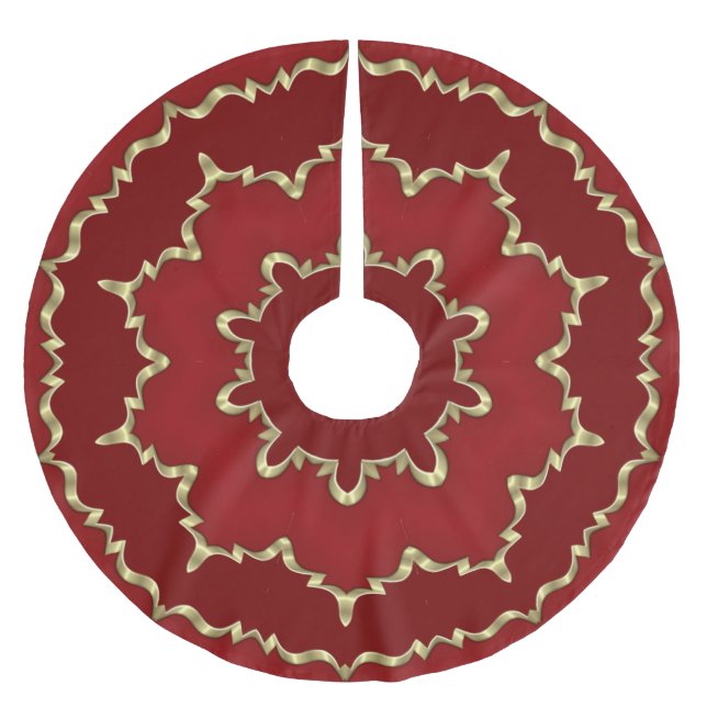 Red Gold Decorative Weihnachtsbaumrock Polyester Weihnachtsbaumdecke (Vorderseite)