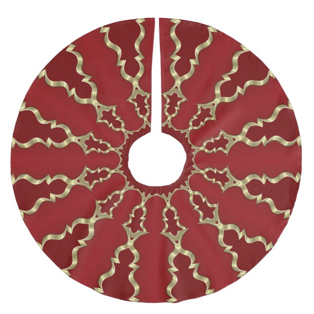 Red Gold Decorative Weihnachtsbaumrock Polyester Weihnachtsbaumdecke (Vorderseite)
