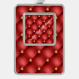 Red Gold Diamond Custom Text Weihnachtsschmuck Rahmen-Ornament Silber