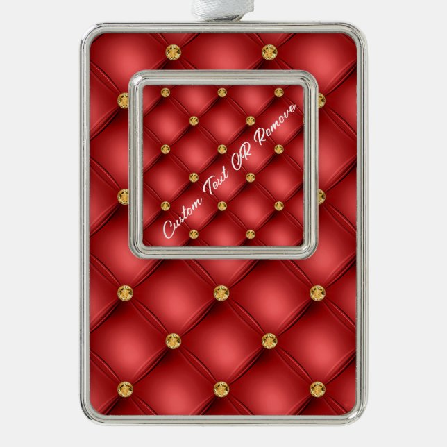 Red Gold Diamond Custom Text Weihnachtsschmuck Rahmen-Ornament Silber (Vorderseite)