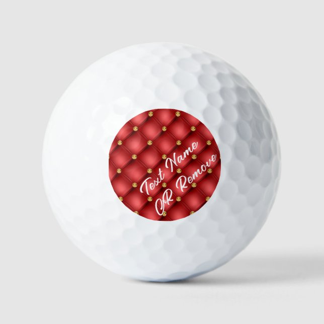 Red Gold Diamond Tufed Custom Text Golf Balls Golfball (Vorderseite)