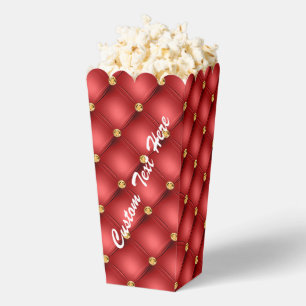 Red Gold Diamond Tufed Custom Text Popcorn Box Geschenkschachtel