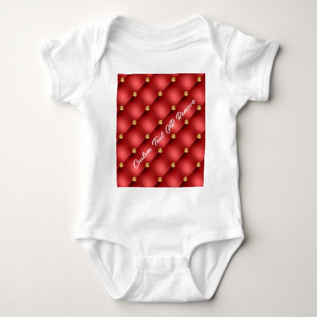 Red Gold Diamond Tufted Custom Text Baby Bodysuit Strampler (Vorderseite)